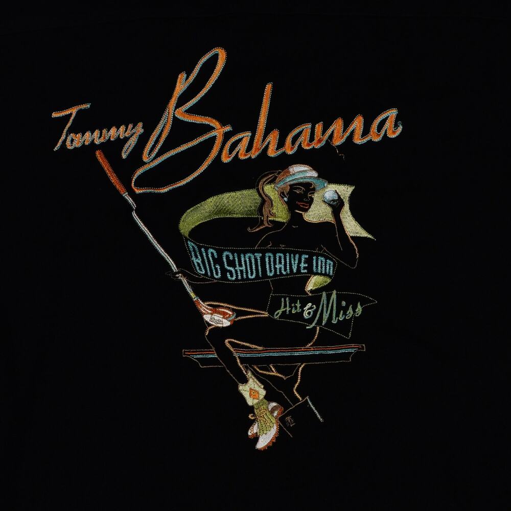 Tommy Bahama Silk Embroidered Big Shot Inn Girl Knit Golf Polo Shirt Men's XXL